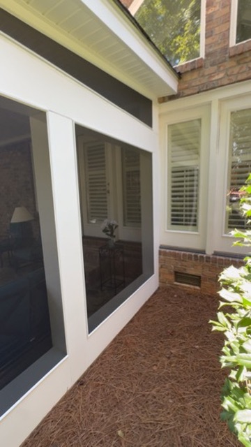Detail shot — Littlebrook 20×12 screened porch in Clemmons, NC