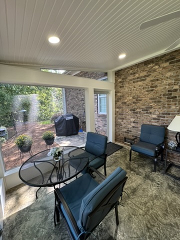 Detail shot — Littlebrook 20×12 screened porch in Clemmons, NC