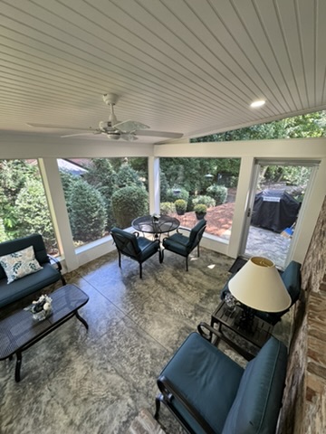 Porch railing — Littlebrook 20×12 screened porch in Clemmons, NC