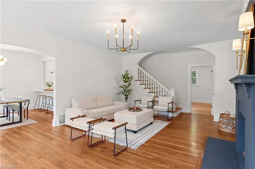 Load-bearing wall removal — Polo Road Dutch Colonial renovation in Winston-Salem, NC